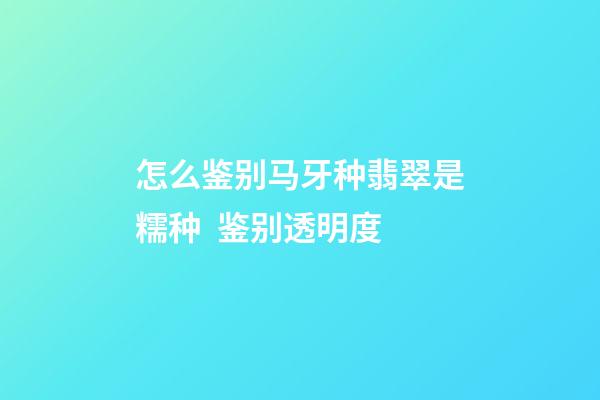 怎么鉴别马牙种翡翠是糯种  鉴别透明度